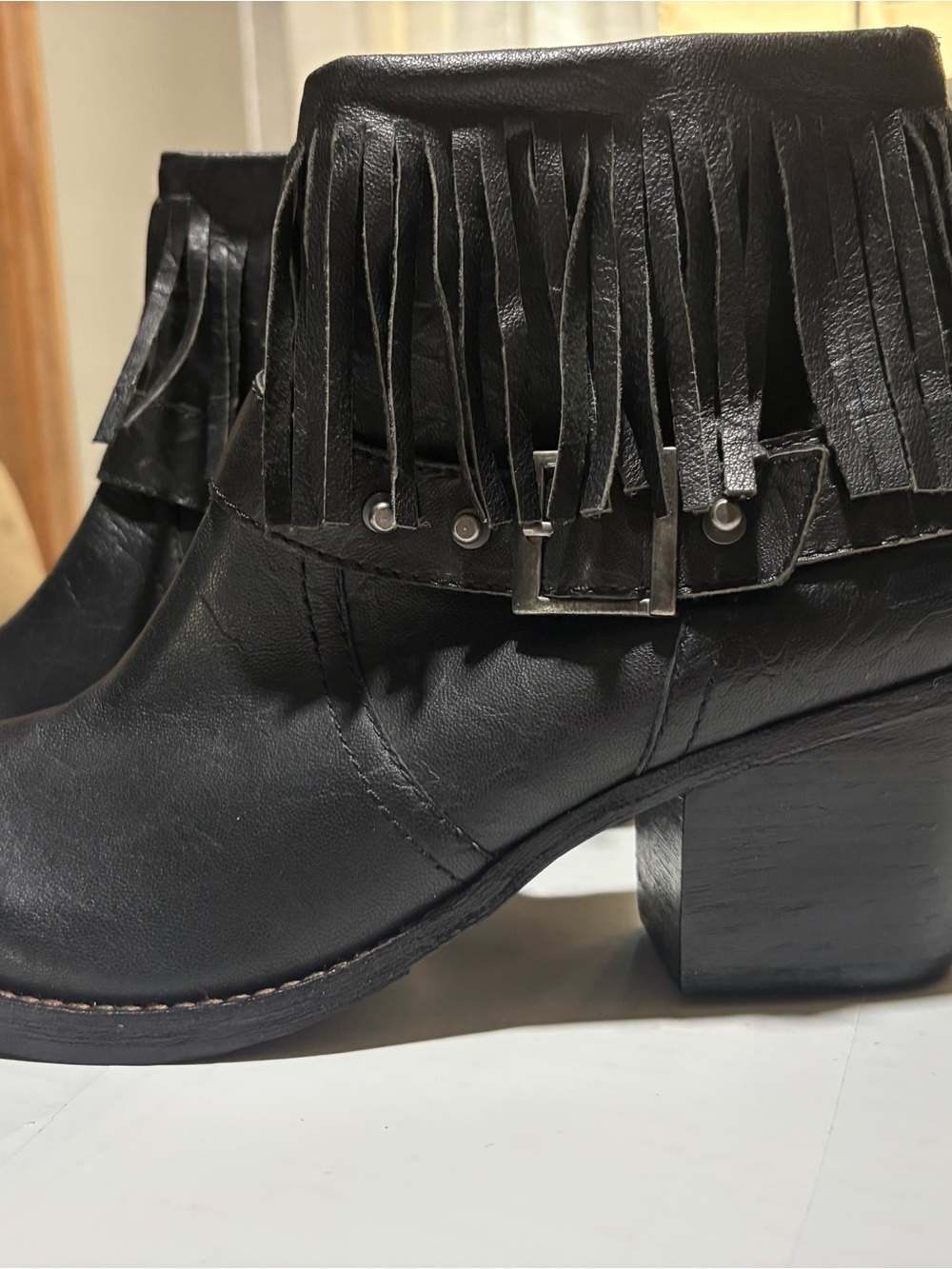 Free People Black Fringe Ankle Boots - Picture 2 of 11